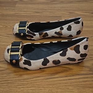 Tory Burch Calf Hair Leopard Buckle Flats/ 5.5